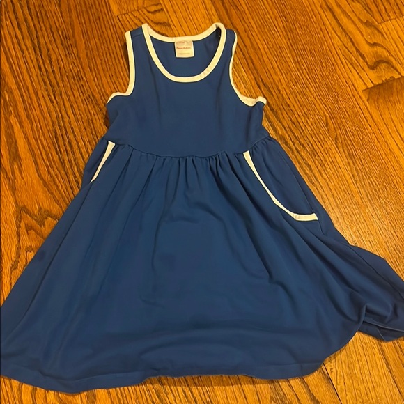 Hanna Andersson blue shirt sleeve dress toddler girl 5T with side pockets